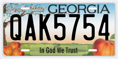 GA license plate QAK5754