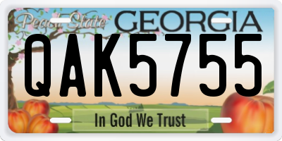 GA license plate QAK5755