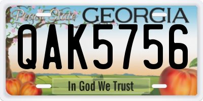 GA license plate QAK5756