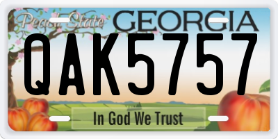 GA license plate QAK5757