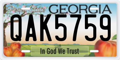 GA license plate QAK5759