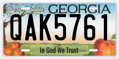 GA license plate QAK5761