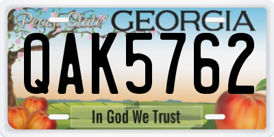 GA license plate QAK5762