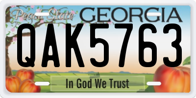 GA license plate QAK5763
