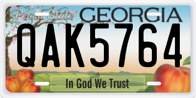 GA license plate QAK5764