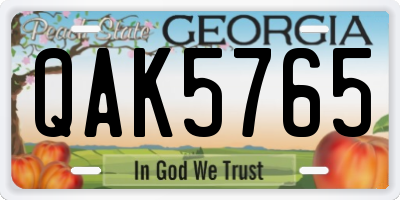 GA license plate QAK5765