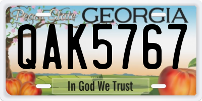 GA license plate QAK5767