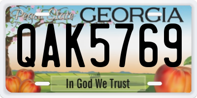GA license plate QAK5769
