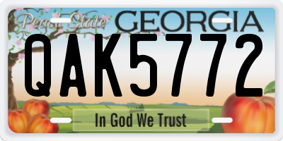 GA license plate QAK5772