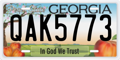GA license plate QAK5773