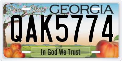 GA license plate QAK5774
