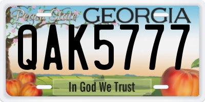GA license plate QAK5777