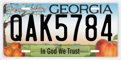 GA license plate QAK5784