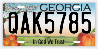 GA license plate QAK5785
