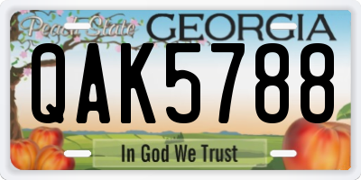GA license plate QAK5788