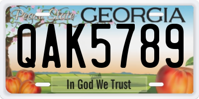 GA license plate QAK5789