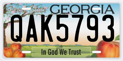 GA license plate QAK5793