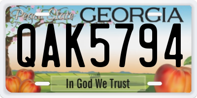 GA license plate QAK5794