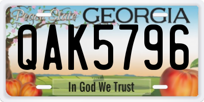 GA license plate QAK5796
