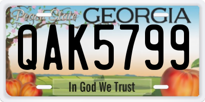 GA license plate QAK5799