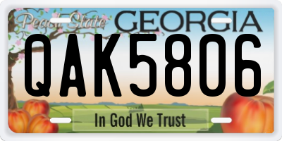 GA license plate QAK5806