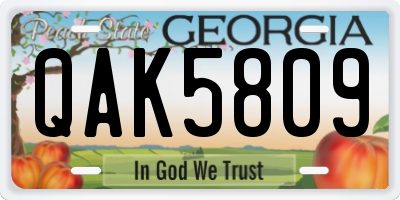 GA license plate QAK5809