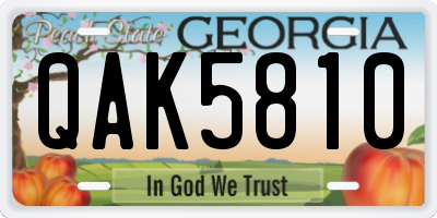 GA license plate QAK5810