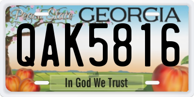 GA license plate QAK5816