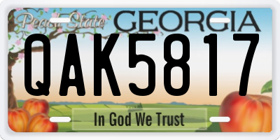 GA license plate QAK5817