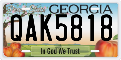 GA license plate QAK5818