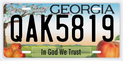 GA license plate QAK5819