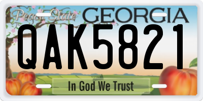 GA license plate QAK5821