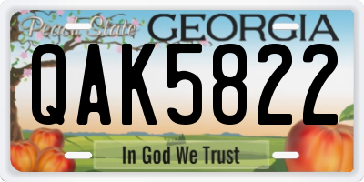 GA license plate QAK5822