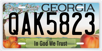 GA license plate QAK5823