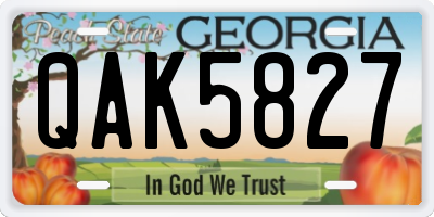 GA license plate QAK5827
