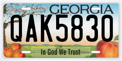 GA license plate QAK5830