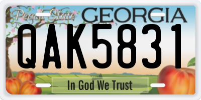 GA license plate QAK5831