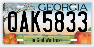 GA license plate QAK5833