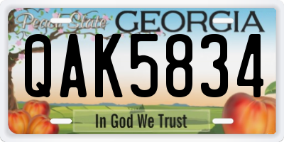 GA license plate QAK5834