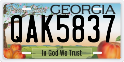 GA license plate QAK5837