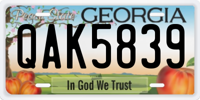 GA license plate QAK5839