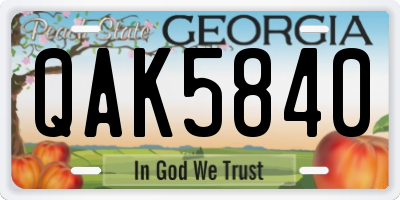 GA license plate QAK5840