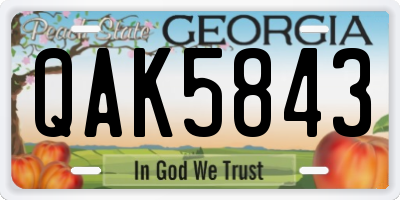GA license plate QAK5843