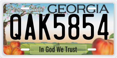 GA license plate QAK5854