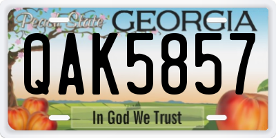 GA license plate QAK5857