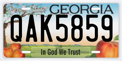 GA license plate QAK5859
