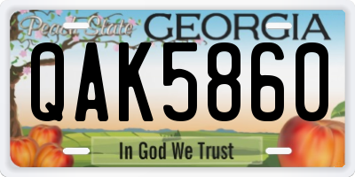 GA license plate QAK5860
