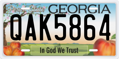 GA license plate QAK5864