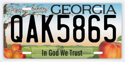 GA license plate QAK5865