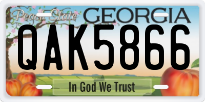 GA license plate QAK5866